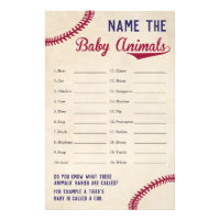 Baseball Themed Baby Shower Baby Animal Name Game Flyer