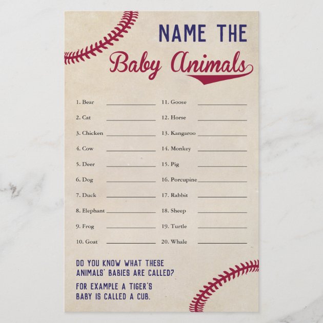 baseball themed baby shower games