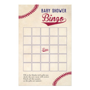 Baseball Themed Baby Shower Bingo Game Flyer