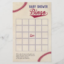 Baseball Themed Baby Shower Bingo Game Flyer