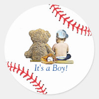 Baseball Themed Baby Shower Classic Round Sticker