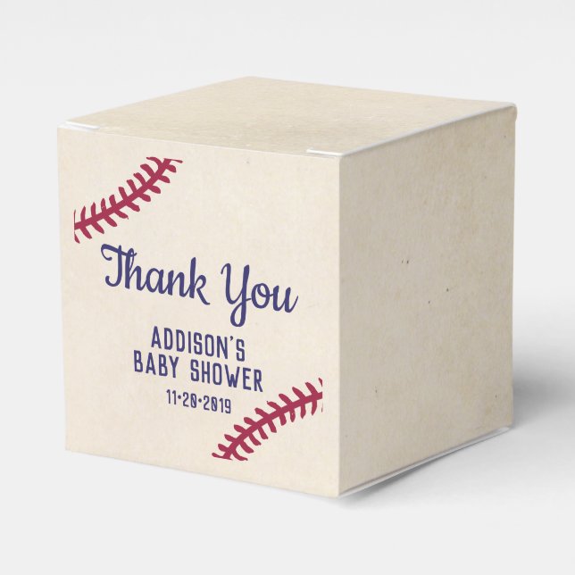Baseball Themed Baby Shower Favor Box (Front Side)