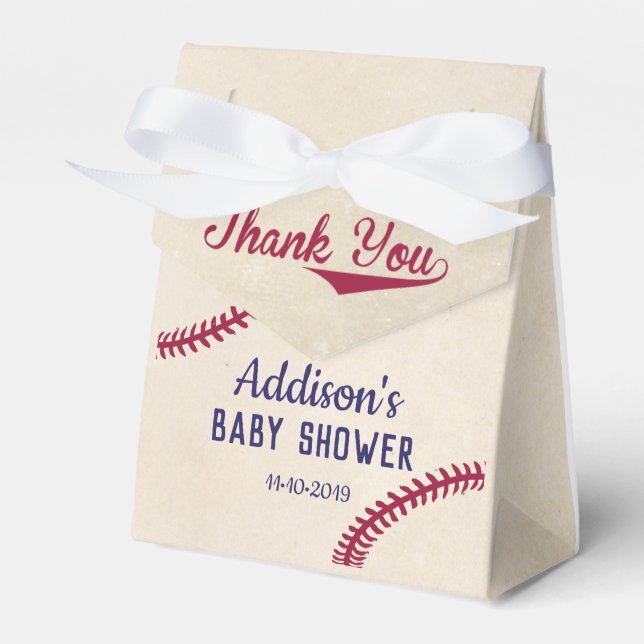 Baseball Themed Baby Shower Favor Box Ribbon (Front Side)