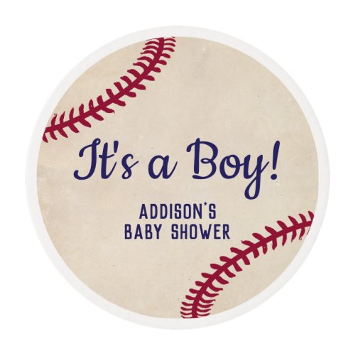 Baseball Themed Baby Shower Frosting Round Cupcake