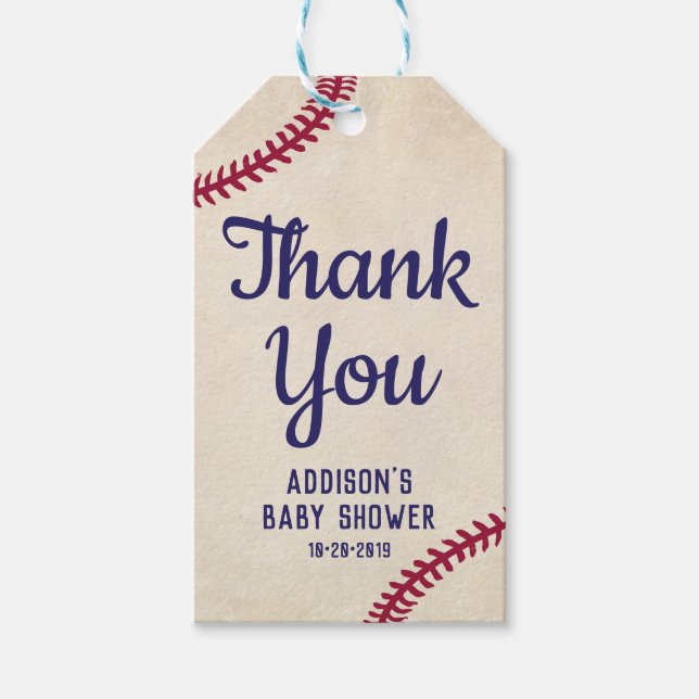 Baseball Themed Baby Shower Gift Tag Favor Tags (Front)