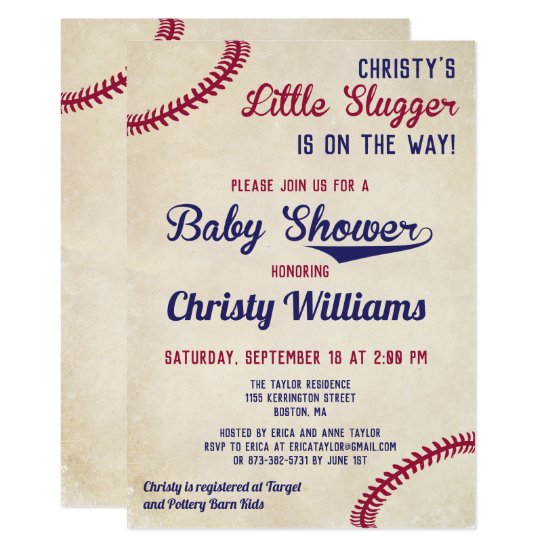 Baseball Themed Baby Shower Invitation Cards