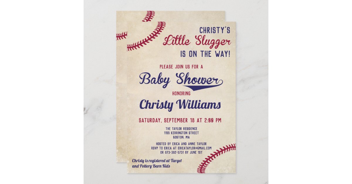 Baseball Themed Baby Shower Invitation Cards Zazzle Com