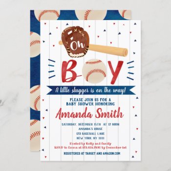 Baseball Themed Baby Shower Invitations by SugarPlumPaperie at Zazzle