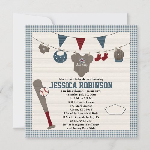 Baseball Themed Baby Shower Invitations