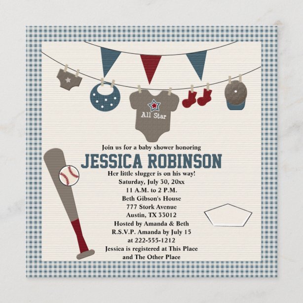 Sports Theme Baby Shower Invitations | Zazzle