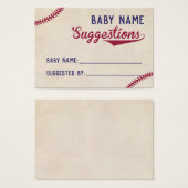 Baseball Themed Baby Shower Name Suggestion Cards (Front & Back)