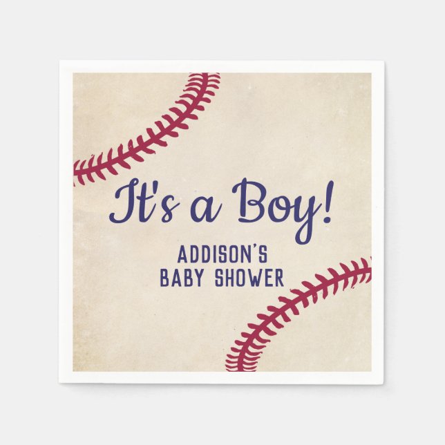 Baseball Themed Baby Shower Napkins (Front)
