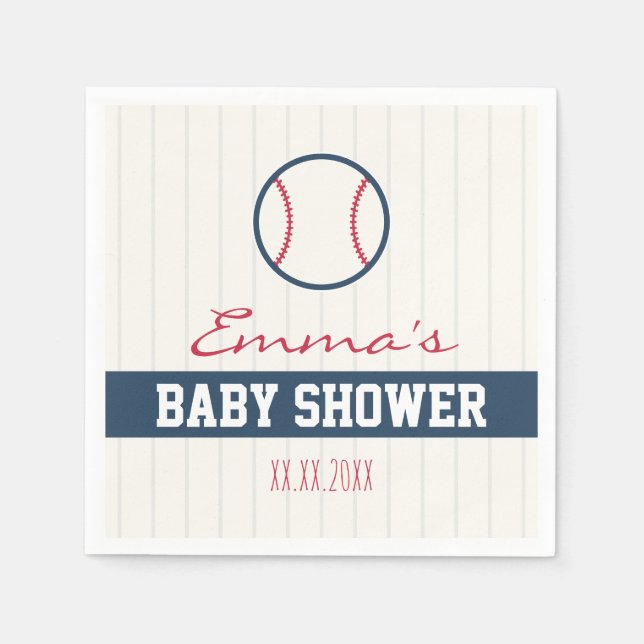 Baseball Themed Baby Shower Napkins (Front)