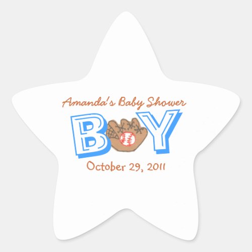 Baseball themed baby shower sticker __ baby boy