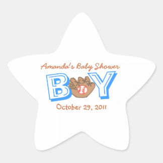 Baseball themed baby shower sticker -- baby boy