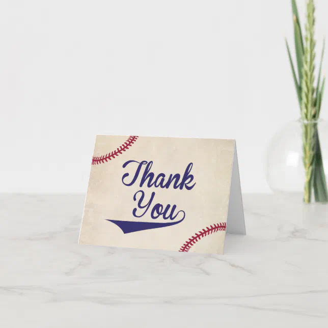 Baseball Themed Baby Shower Thank You Card Folded | Zazzle