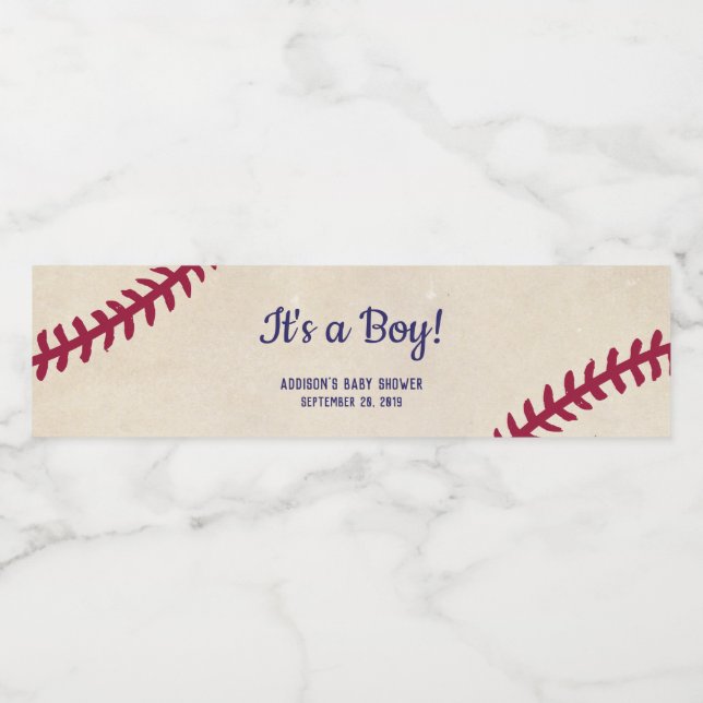 Baseball Themed Baby Shower Water Bottle Labels (Single Label)