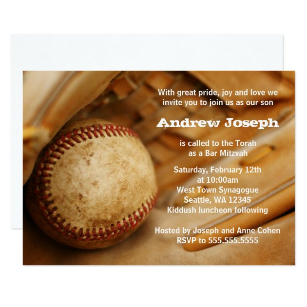 Baseball Themed Bar Mitzvah Invitations