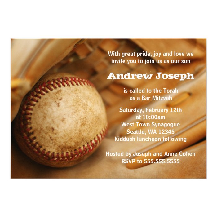 Baseball Themed Bar Mitzvah Invitations