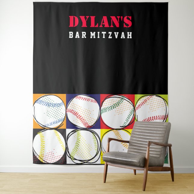 Baseball Themed Bar Mitzvah Photo Op Backdrop (In Situ)