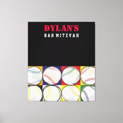 Baseball Themed Bar Mitzvah Sign_In Memory Board Canvas Print