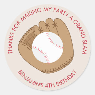 Baseball Themed Birthday Party Classic Round Sticker