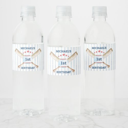Baseball Themed Birthday Party Favor Water Bottle Label