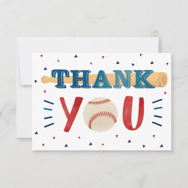 Baseball Themed Birthday Thank You Cards | Zazzle