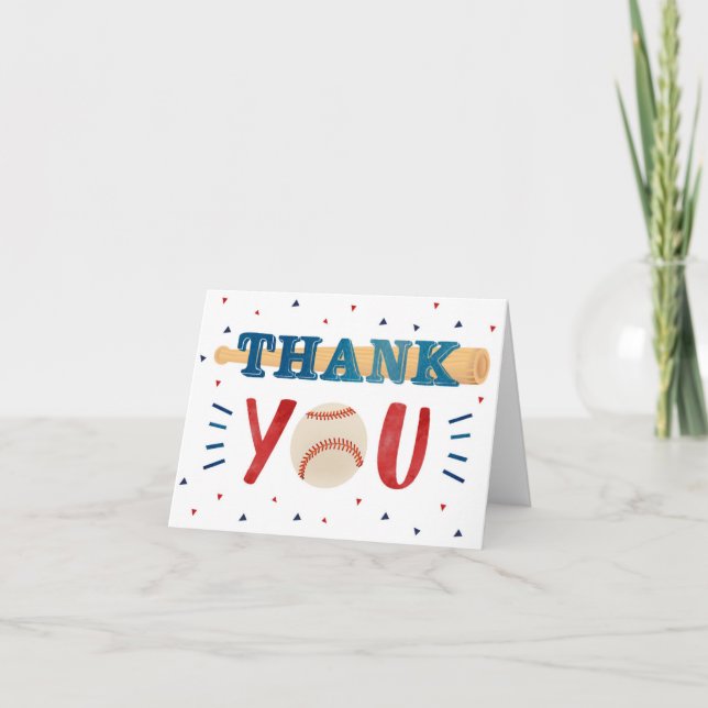 Baseball Themed Birthday Thank You Cards (Front)
