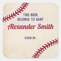 Baseball Themed Bookplate Stickers for Baby Shower