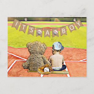 Baseball Themed Boy's Baby Shower Postcard