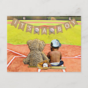 Baseball Themed Boy's Ethnic Baby Shower Postcard