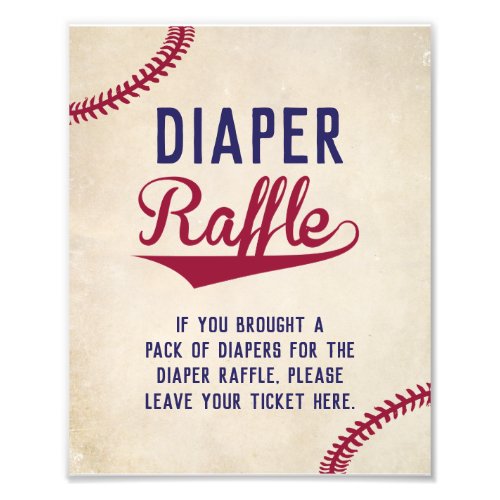 Baseball Themed Diaper Raffle Display Sign Vintage