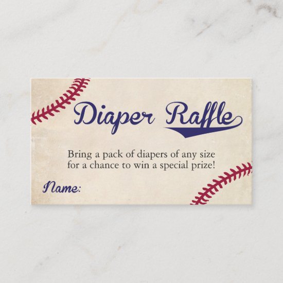 Baseball Themed Diaper Raffle Ticket Cards Vintage