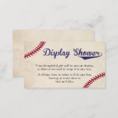 Baseball Themed Display Shower Insert Cards (Front/Back)