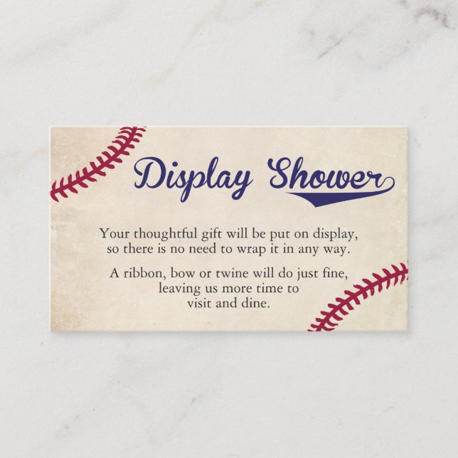 Baseball Themed Display Shower Insert Cards (Front)