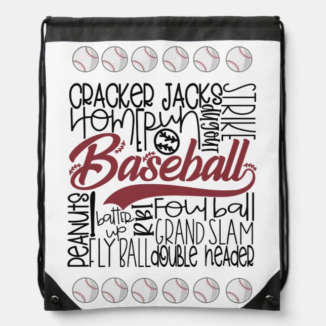 Baseball Themed Drawstring Bag (Front)