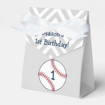 Baseball Themed First Birthday Favor Box by CardinalCreations at Zazzle