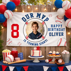 Baseball Themed Kids Birthday Photo Banner