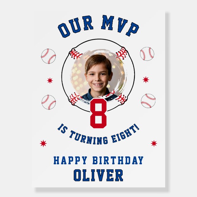 Baseball Themed Kids Birthday Photo Foam Board (Front)