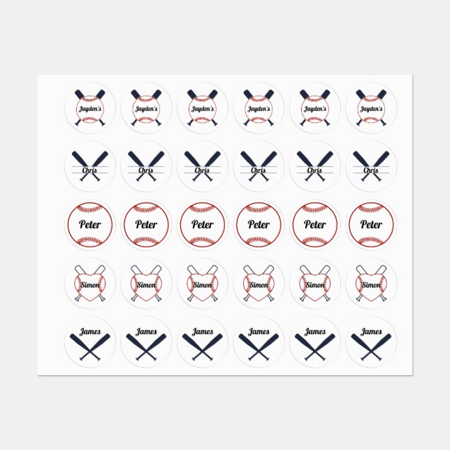Baseball Themed. Labels (Sheet)