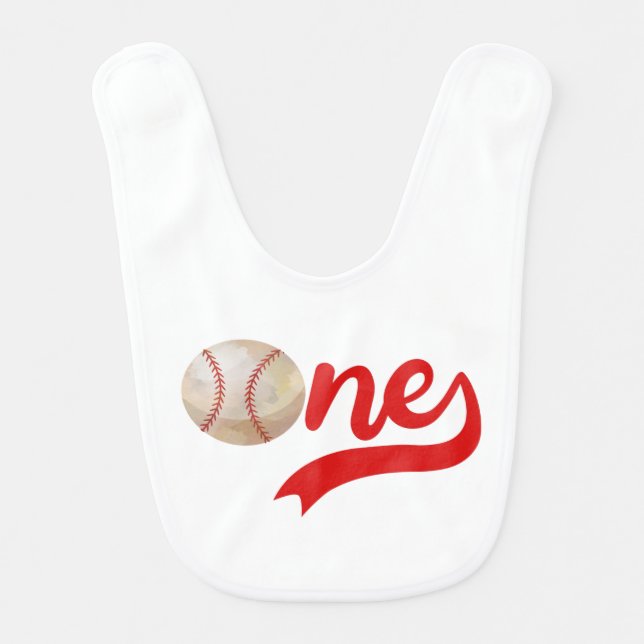Baseball Themed ONE 1st Birthday Baby Bib (Front)