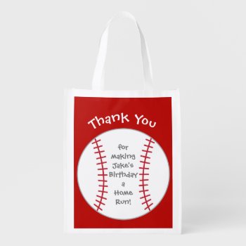 Baseball Themed Party Bags- Birthday Party Reusable Grocery Bag by AestheticJourneys at Zazzle