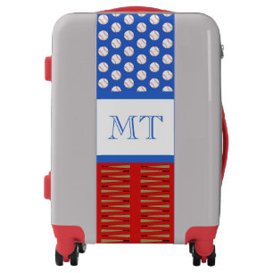 Baseball themed patterns monogram luggage