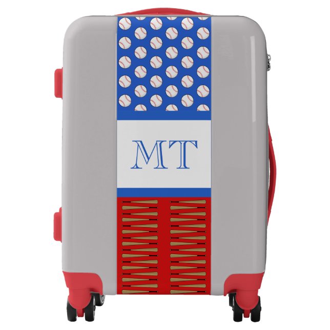 Baseball themed patterns monogram luggage (Front)