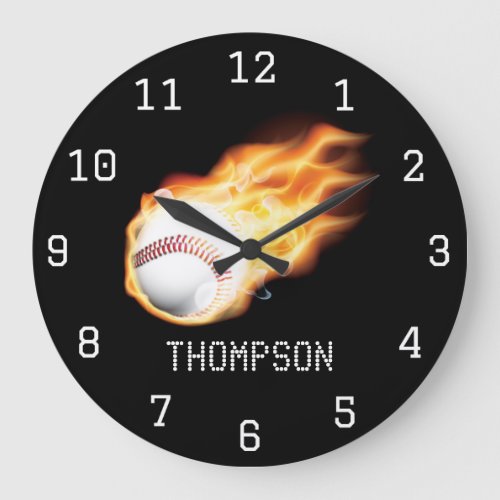 Baseball themed personalized add name large clock