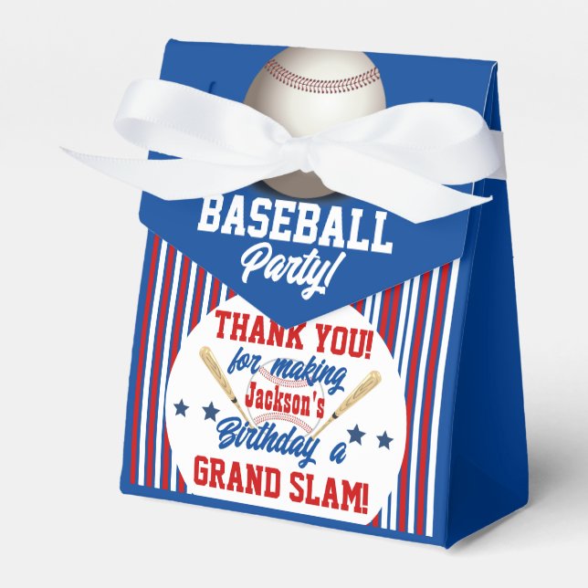 Baseball Themed Personalized Birthday Favor Box (Front Side)