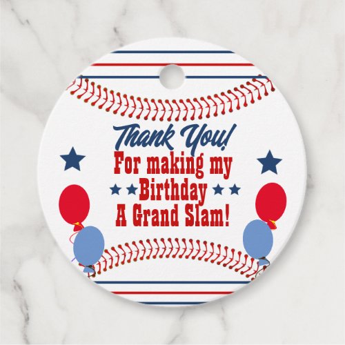 Baseball Themed Personalized Round Favor Tags