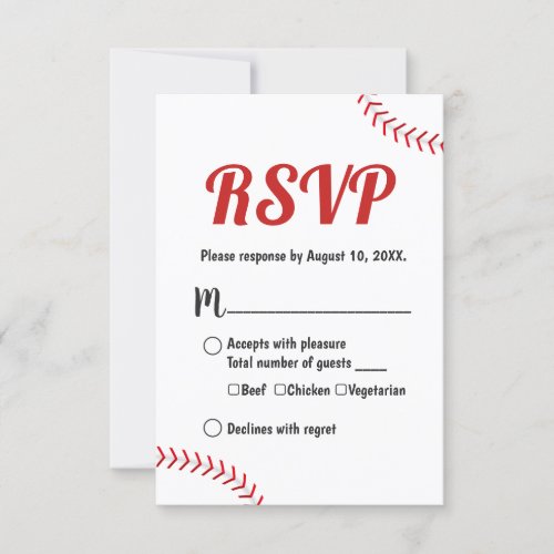 Baseball Themed Sports Wedding RSVP Response