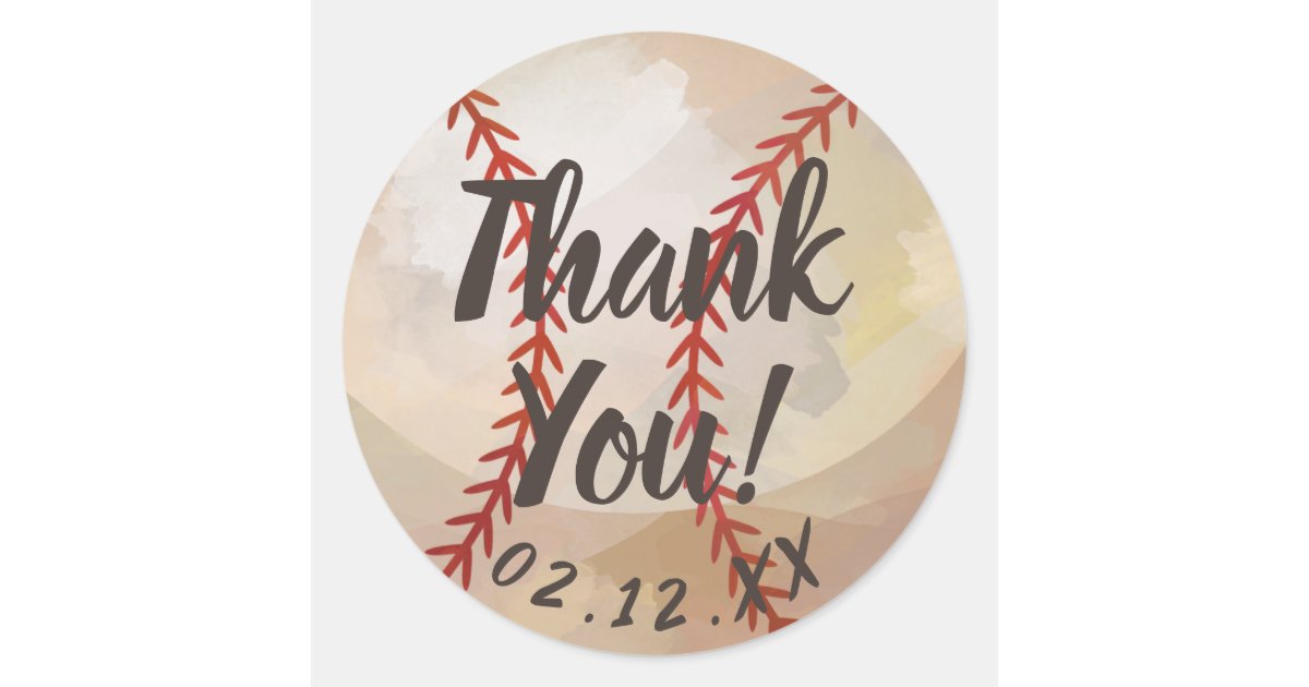 Baseball Themed Thank You Classic Round Sticker Zazzle